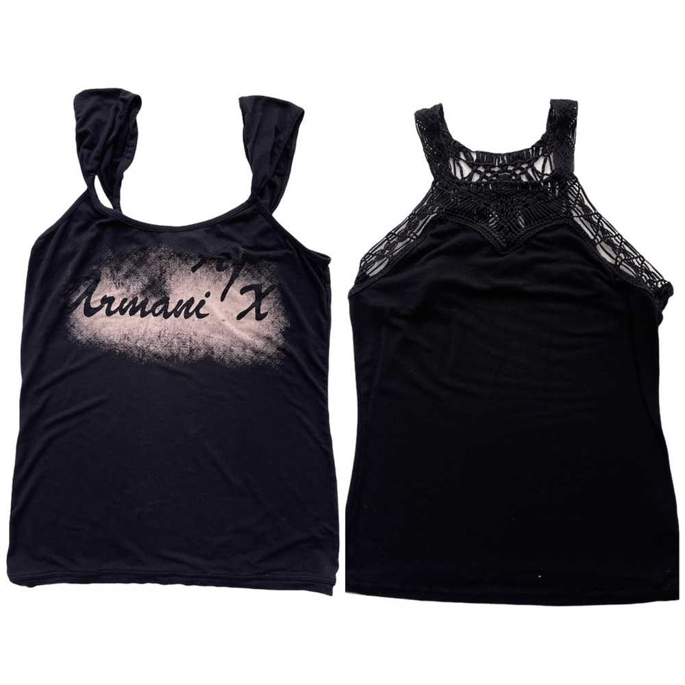 Vintage Lot of 2 Black Cami Tops Size XS Women's